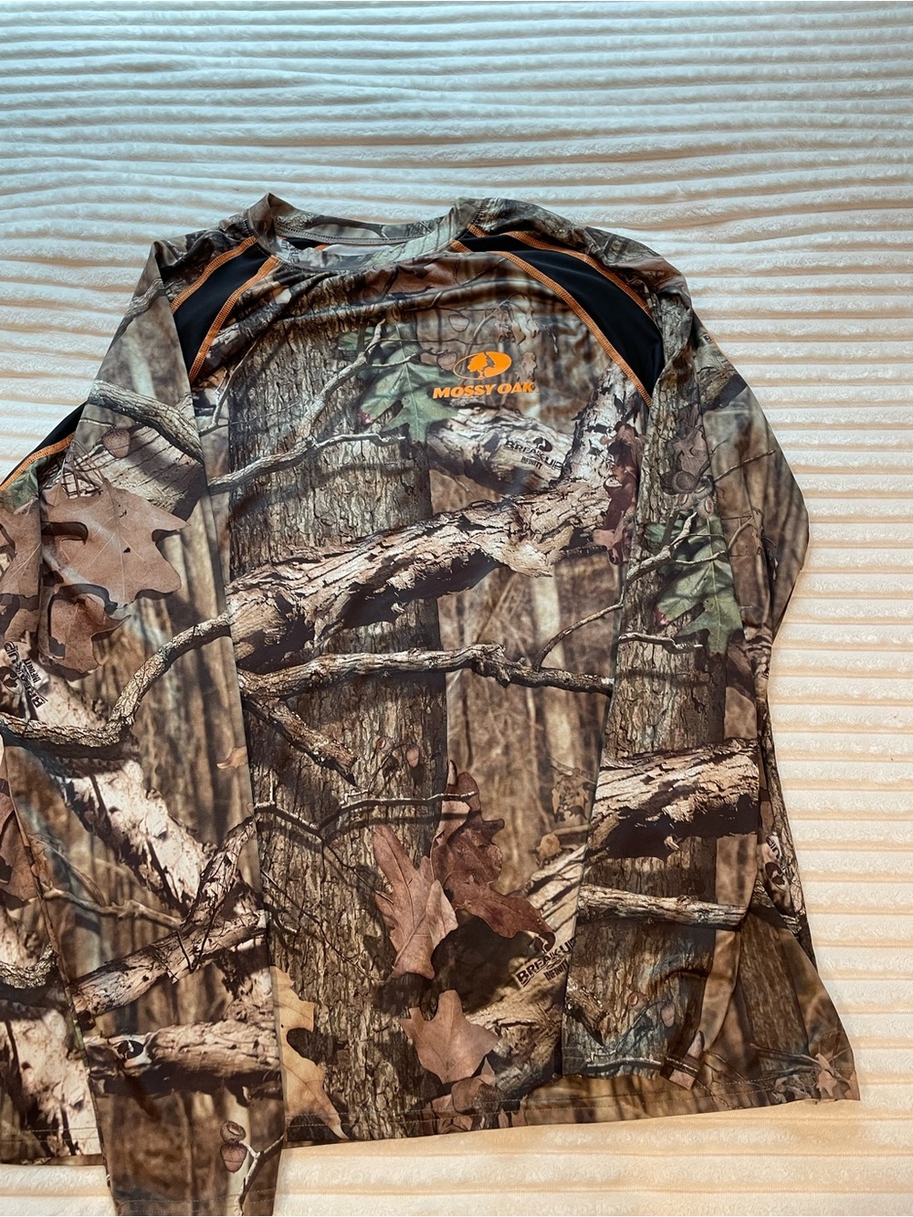 Mossy Oak Men's Long Sleeve Camo Performance Shirt — Brown, Green, Black, Orange